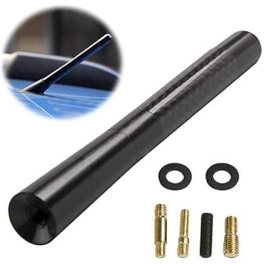 Imagem de AXECO Universal 4,7" Fibra de carbono Curta Antena Mastro Veículo AM/FM Rádio Alumínio Preto Aéreo Topper Substituição