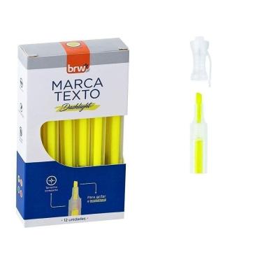 Imagem de 10 Caixas Marca Texto Fluorescente Transparente 12 Unidades Brw Amarelo