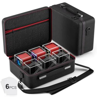 Imagem de Proijeut Caixa de baralho com estojo portátil, pacote com 6 caixas transparentes Commander Deck com 6 divisórias, comporta mais de 600 cartas de manga dupla, adequada para MTG, YuGiOh, TCG