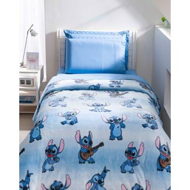Imagem de Manta Queen Disney Cor Azul Com Design Lilo Stitch, 2,2m x 2,4m, Andreza Enxovais