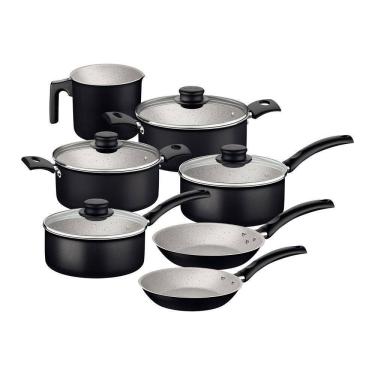 Imagem de Jogo De Panelas Turim Aluminio Revestimento Antiaderente 7 Peças Preto - Tramontina 20297061