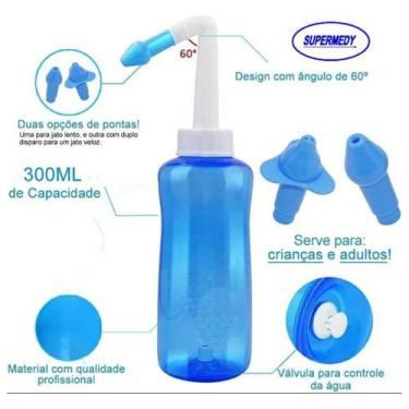 Imagem de Frasco Lavagem Higienizador Ducha Nasal Lavador 300ml - supermedy