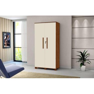 Imagem de Armário Multiuso 2 Portas Dacar 10 Prateleira Off White /Canela -Chave