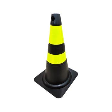 Imagem de Cone Flexivel Refletivo 75cm Preto E Amarelo - Plastcor