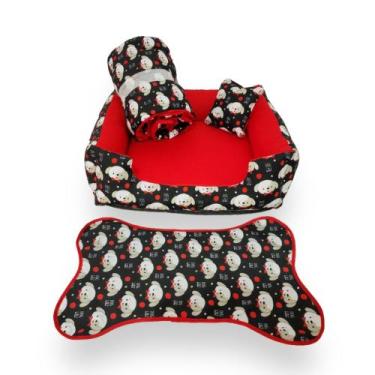 Imagem de kit caminha cachorro médio cama para pet até12kg cama + edredom e tape