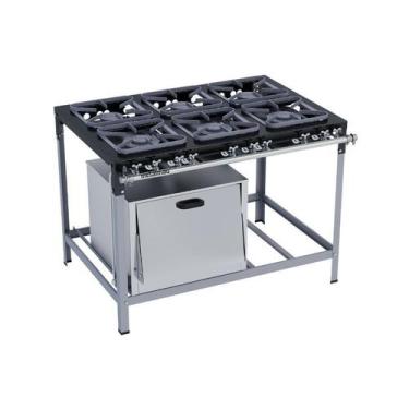 Imagem de Fogão Industrial 6 Bocas 30X30 S2020 com Forno Metalmaq, Gás Natural