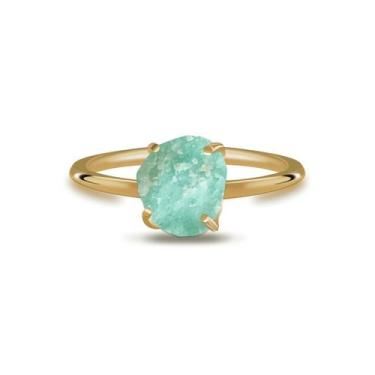 Imagem de Aliança Amazonita - Cristal Natural, Banho Ouro 18k