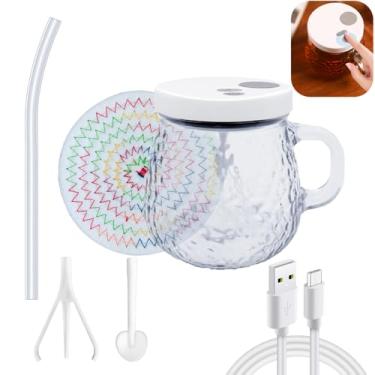 Imagem de Caneca elétrica de agitação automática, xícara de café de mistura de alta velocidade com 2 hastes de agitação e canudo, copo de agitação recarregável por USB de 400 ml para chá/chocolate/leite, caneca