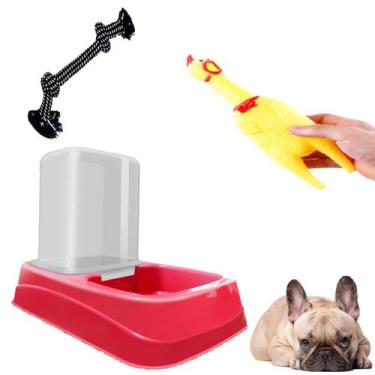 Imagem de Bebedouro ou Comedouro + Corda Pet e Mordedor Galinha Som - Elite