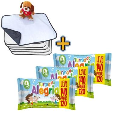 Imagem de Kit Higiene Pet com 6 Tapetes Higiênicos Absorventes Médios + 3 Lenços