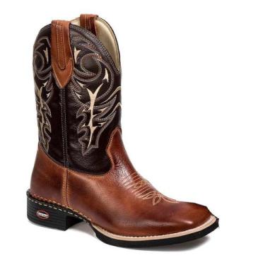 Imagem de Bota Texana Masculina Couro Bordada Cano Alto Country Estilo - Campero