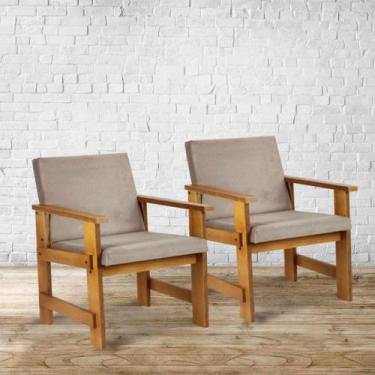 Imagem de Conjunto Kit 2 Poltronas Cadeiras Madeira Treliça Sala Decorativa Vara