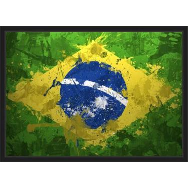 Imagem de Quadro Decorativo Bandeira Do Brasil Decoração Com Moldura - Vital Qua