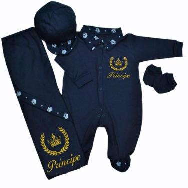Imagem de Saída de Maternidade Malha 100% Algodão Bordada 4 Peças - Pandora Baby