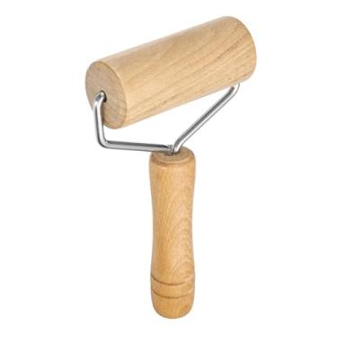 Imagem de HARFINGTON Rolo de massa de 18,5 cm x 4 cm com cabo de madeira de bordo em Y antiaderente para fondant rolo de massa para assar biscoitos, argila de pastelaria, cor de madeira