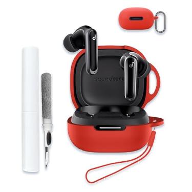 Imagem de Capa para Soundcore by Anker P40I, protetor de silicone macio, portátil, resistente a arranhões, compatível com Anker Soundcore P40I, capa rígida com kit de limpeza, mosquetão e cordão, vermelho