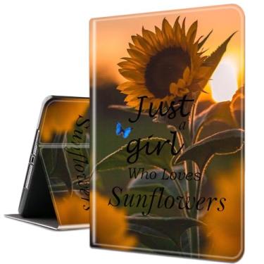 Imagem de Capa para Samsung Galaxy Tab S6 Lite 10,4 polegadas 2022/2020 modelo (SM-P610/P613/P615/P619), capa inteligente de couro PU com suporte e hibernação automática - Just A Girl Who Loves Girassóis