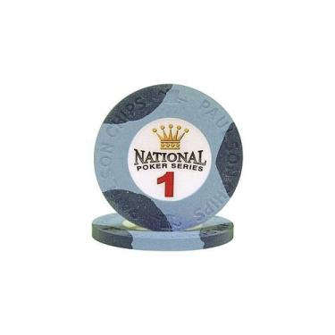 Imagem de Paulson Fichas de pôquer de 1 dólar da série Brand National Poker (conjunto de 50)