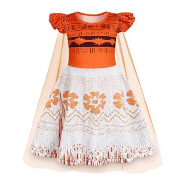 Imagem de WonderBabe Vestido de princesa para meninas, festa de aniversário, fantasia de cosplay infantil com capa tamanho 7-8