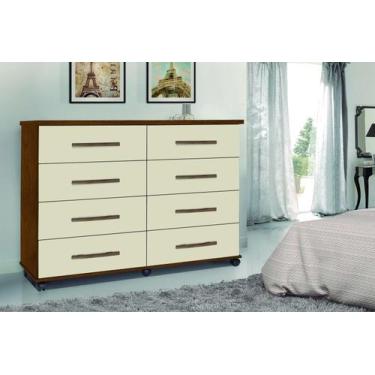 Imagem de Comoda com 8 Gavetas e Rodízios Jade Mel/Perola -Móveis Primus