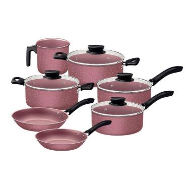 Imagem de Jogo De Panelas Tramontina Linz 7 Peças Em Alumínio Antiaderente Starflon Max Rosa