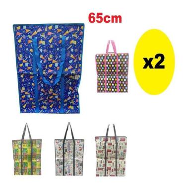 Imagem de Kit 2 Bolsas sacolão de viagem c/ ziper estampa sortida 65cm - Lynx pr