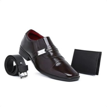 Imagem de Kit sapato social masculino vegas store, Marrom, 41