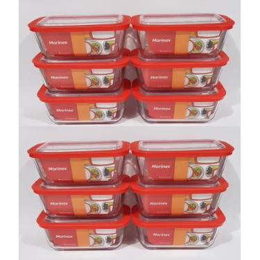 Imagem de 12 Potes Marinex Vidro Retangular Manteigueira C/ Tampa 750ML - Nadir 