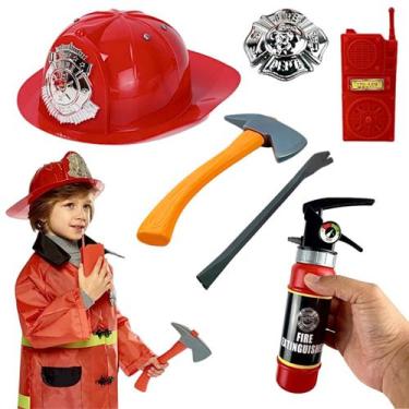 Imagem de Kit Bombeiro resgate Infantil Brinquedo capacete Acessórios - Marca