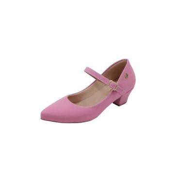 Imagem de Sapato Scarpin Salto Baixo Grosso Estilo Boneca 36.003 - Donna Santa, 