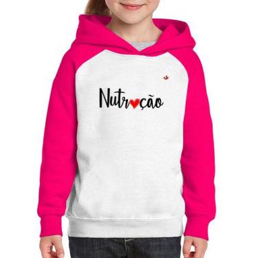 Imagem de Moletom Infantil Nutrição por amor - Foca na Moda, Branco, Rosa, 6