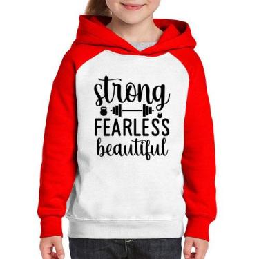 Imagem de Moletom Infantil Strong Fearless Beautiful - Foca na Moda, Branco, Ver
