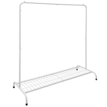 Imagem de Cabideiro Arara De Roupas De Chão C/ Sapateira Loja Quarto Closet Bran