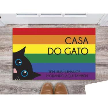 Imagem de Tapete Capacho Decorativo Entrada Porta Sala Casa do Gato (tem uns hum