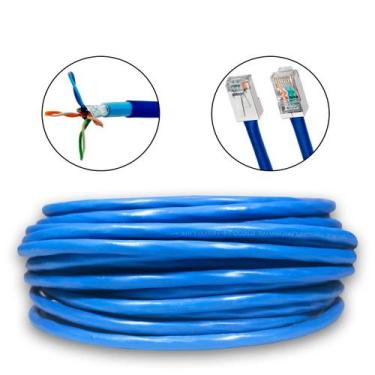 Imagem de Cabo de Rede 100% Cobre 20 Metros CAT6 Azul Área Externa Dupla Capa Bl