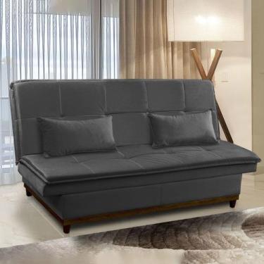 Imagem de Sofá Cama Casal 190 Cm Mola Bonnel Espuma D26 Pillow Lotus Suede Cinza
