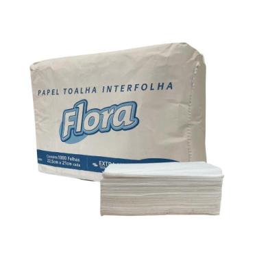 Imagem de Papel Interfolha 100% celulose 22,5x21cm 2 dobras folha simples Flora 