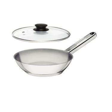 Imagem de Frigideira Allegra Inox 24 Cm Indução Com Tampa De Vidro Tramontina