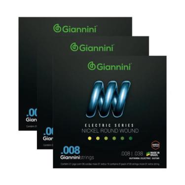 Imagem de Kit 3 Encordoamento Guitarra Giannini Electric GEEGST08 Nickel .008"