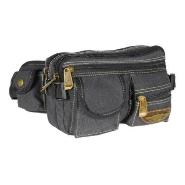 Imagem de Pochete Masculina Em Lona Forrada E Reforçada Kvn, Preto