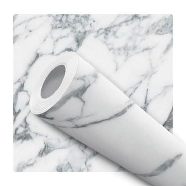 Imagem de Papel De Parede Adesivo Lavável Cozinha Mármore Branco Cinza Banheiro 