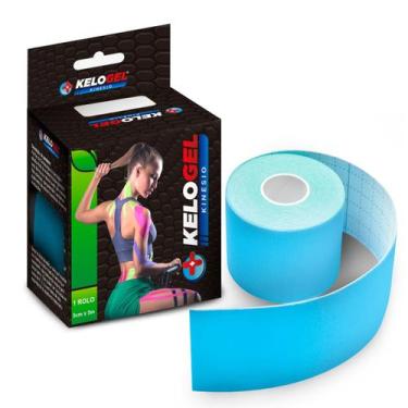 Imagem de Taping adesivo fisioterapia muscular kelogel premium 5un, Azul claro
