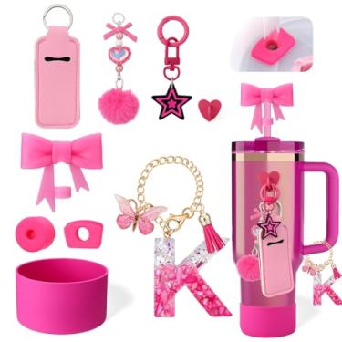 Imagem de AIERSA Conjunto de acessórios de copo com 9 peças para copo Stanley Cup de 850 g 1,134 g com alça, incluindo tampa e bota de cobertura de canudo de laço, tampa à prova de derramamento, pingentes de