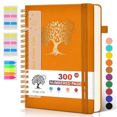 Imagem de Caderno espiral grande com 300 páginas numeradas – Caderno espiral B5 para escrever, páginas pautadas na faculdade, caderno de trabalho e escola para homens e mulheres, caderno de couro de capa dura