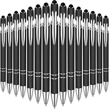 Imagem de 38 peças de caneta esferográfica emborrachada com ponta stylus e caneta stylus de metal capacitiva com pega emborrachada macia, caneta de tinta preta para a maioria dos dispositivos de tela sensível ao toque (preto)