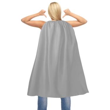 Imagem de Capa e máscara de super-herói adulto para homem e mulher - Capas de vampiro de Halloween capas de festa de super-herói prata cinza, Cinza, Adult