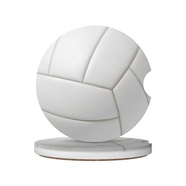 Imagem de Porta-copos de carro, porta-copos de carro de vôlei para suporte de copo, 2 porta-copos de cerâmica para bebidas com suporte, acessórios de interior de carro fofos para mulheres e homens