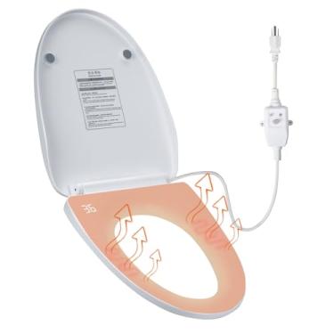 Imagem de Assento sanitário aquecido, acessório de bidê para vaso sanitário, assento de vaso sanitário alongado, modo de aquecimento de 3 velocidades e proteção contra vazamento de terra, com exibição de