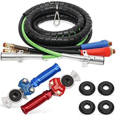 Imagem de CheeMuii Kit de linha de ar semi-caminhão de 4,5 m 3 em 1 reboque de mangueira de ar de linha aérea com mão feliz e 1 par de alça de mão feliz com 4 peças de selos de mão Glad