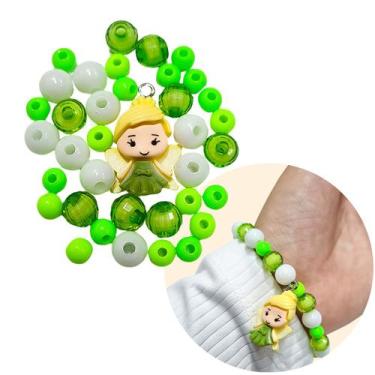 Imagem de Kit miçangas coloridas para crianças montar bijuterias colares pulseir